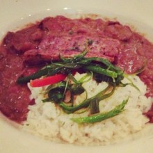 Alligator sausage & beans at Palace Cafe