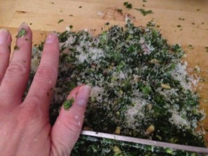 with cheese and pine nuts added