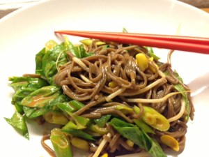 spicy soba with cold vegetables