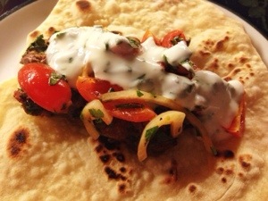 lamb kefta on flatbread